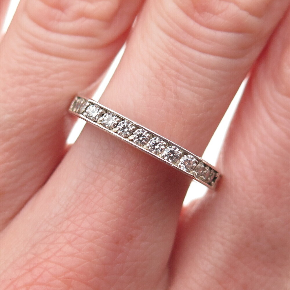 925 Sterling Silver Round-Cut C Z Stackable Ring Size 10
